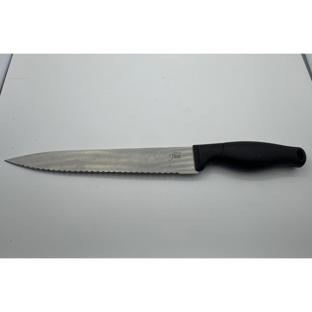 Ekco Flint Serrated Knife Black Plastic Handle 12"